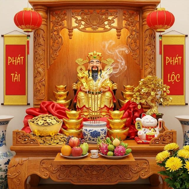 Văn khấn Thần Tài (Mùng 1, Rằm, Mùng 10)